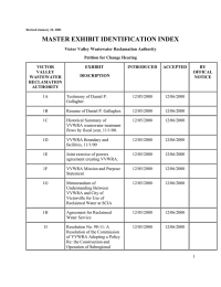 MASTER EXHIBIT IDENTIFICATION INDEX