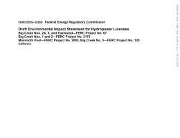 Draft Environmental Impact Statement for Hydropower Licenses