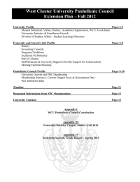 West Chester University Panhellenic Council Extension Plan – Fall 2012