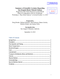 Summary of Scientific Certainty Regarding San Joaquin Basin Chinook Salmon