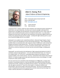 Albert A. Koenig, Ph.D. Adjunct Professor of Physics &amp; Engineering