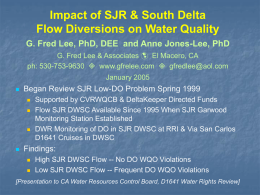 Impact of SJR &amp; South Delta Flow Diversions on Water Quality