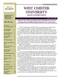 WEST CHESTER UNIVERSITY M.P.H Connections UPDATE ON CEPH ACCREDATION PROBATION STATUS