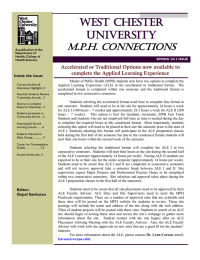 WEST CHESTER UNIVERSITY M.P.H. Connections Accelerated or Traditional Options now available to