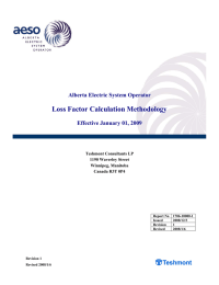 Loss Factor Calculation Methodology Alberta Electric System Operator  Effective January 01, 2009