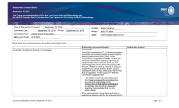 Stakeholder Comment Matrix  September 18, 2015