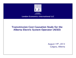 Transmission Cost Causation Study for the Alberta Electric System Operator (AESO)