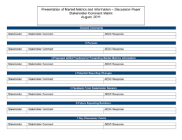 – Discussion Paper Presentation of Market Metrics and Information Stakeholder Comment Matrix