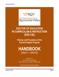 HANDBOOK  DOCTOR OF EDUCATION IN CURRICULUM &amp; INSTRUCTION