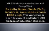 GRE Workshop: Introduction and Group Work