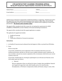 UTB SATISFACTORY ACADEMIC PROGRESS APPEAL