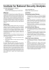 Institute for National Security Analysis Dr. Noel Hendrickson, Director