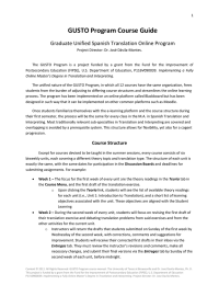 GUSTO Program Course Guide Graduate Unified Spanish Translation Online Program