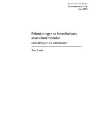 Fältmätningar av limträbalkars elasticitetsmoduler utvärdering av tre mätmetoder Sara Linde