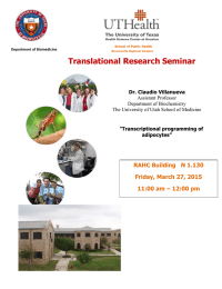 Translational Research Seminar RAHC Building   N 1.130