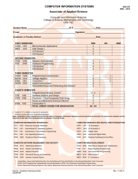 COMPUTER INFORMATION SYSTEMS  Associate of Applied Science Computer and Information Sciences