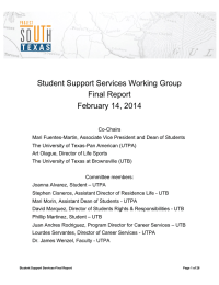 Student Support Services Working Group Final Report February 14, 2014