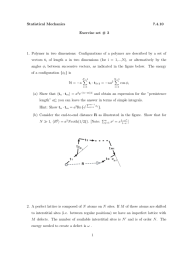 Statistical Mechanics 7.4.10 Exercise set # 3