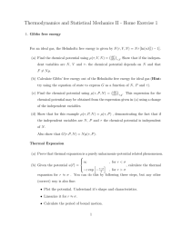 Thermodynamics and Statistical Mechanics II - Home Exercise 1