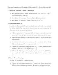 Thermodynamics and Statistical Mechanics II - Home Exercise 12