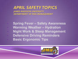 APRIL SAFETY TOPICS