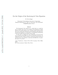 On the Origin of the Korteweg-de Vries Equation