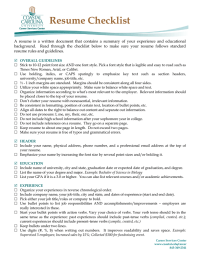 Resume Checklist