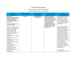 COMPETENCY ASSESSMENT CROSSWALK Master of Education in Teaching/Learning and Teaching