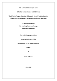 The Effect of Input- Based and Output –Based Feedback on... Short Term Development of AFL Learners' Inter-language