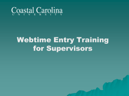 Webtime Entry Training for Supervisors