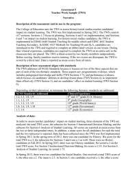 Assessment 5 Teacher Work Sample (TWS) Narrative