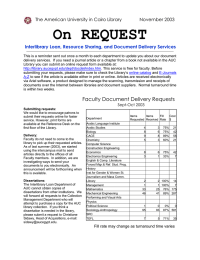 On REQUEST  Interlibrary Loan, Resource Sharing, and Document Delivery Services