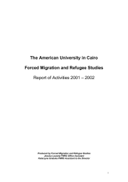 The American University in Cairo  Forced Migration and Refugee Studies