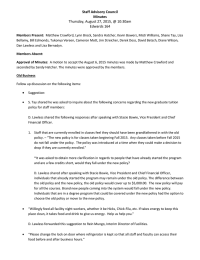 Staff Advisory Council Minutes Thursday, August 27, 2015, @ 10:30am Edwards 164