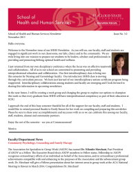 School of Health and Human Services Newsletter Issue No. 3:2 November