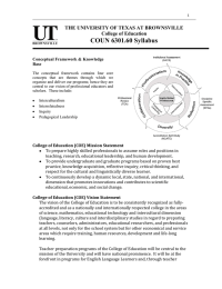 COUN 6301.60 Syllabus  THE UNIVERSITY OF TEXAS AT BROWNSVILLE College of Education