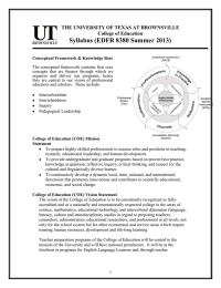 Syllabus (EDFR 8380 Summer 2013)  THE UNIVERSITY OF TEXAS AT BROWNSVILLE