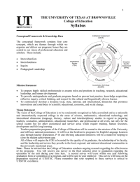 Syllabus  THE UNIVERSITY OF TEXAS AT BROWNSVILLE College of Education