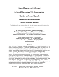 Somali Immigrant Settlement in Small Midwestern U.S. Communities: