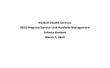 Student Health Services 2015 Program/Service Unit Portfolio Management Criteria Analysis March 5, 2015