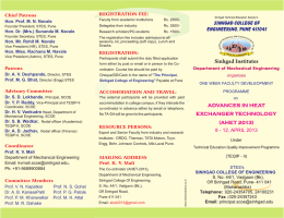 Sinhgad College of REGISTRATION FEE: Chief Patrons Hon. Prof. M. N. Navale