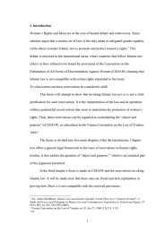 Women’s Rights and Islam are at the core of heated... scholars argue that a secular set of laws is the...  I. Introduction