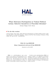 What Motivates Participation in Violent Political Jeremy Ginges, Scott Atran