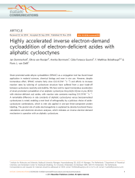 Highly accelerated inverse electron-demand cycloaddition of electron-deﬁcient azides with aliphatic cyclooctynes