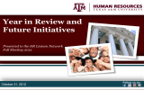 Year in Review and Future Initiatives Presented to the HR Liaison Network