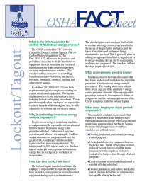What is the OSHA standard for control of hazardous energy sources?