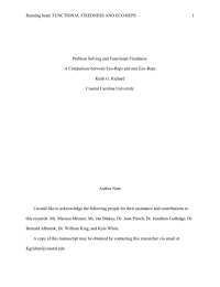 Running head: FUNCTIONAL FIXEDNESS AND ECO-REPS 1  Problem Solving and Functional Fixedness: