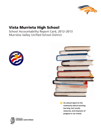 » Vista Murrieta High School School Accountability Report Card, 2012–2013