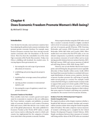 Chapter 4 Does Economic Freedom Promote Women’s Well-being? By Michael D. Stroup Introduction