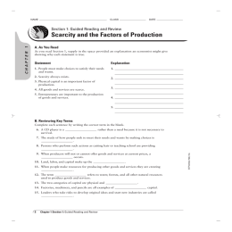 Scarcity and the Factors of Production A. As You Read